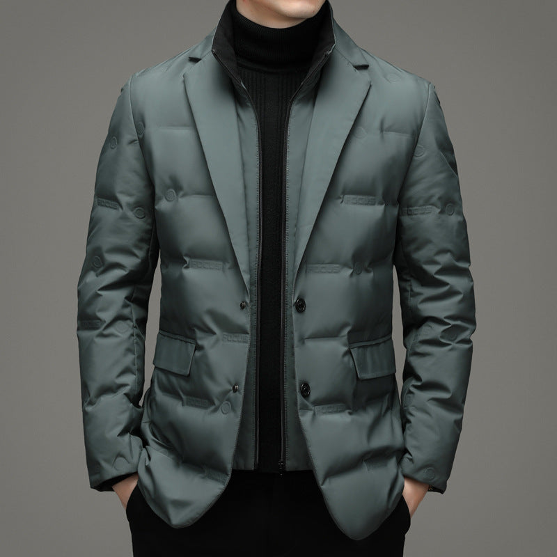 Vanguard Men's Winter Jacket — Waterproof. Down-Filled. Boardroom-Ready..