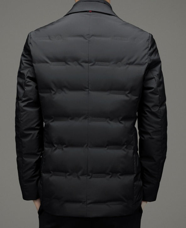 Vanguard Men's Winter Jacket — Waterproof. Down-Filled. Boardroom-Ready..