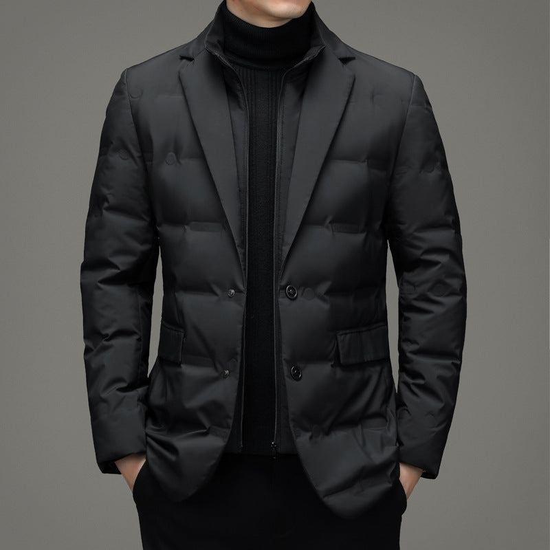 Vanguard Men's Winter Jacket — Waterproof. Down-Filled. Boardroom-Ready..