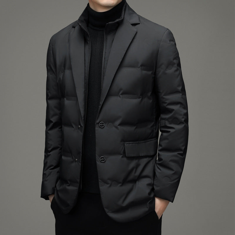 Vanguard Men's Winter Jacket — Waterproof. Down-Filled. Boardroom-Ready..