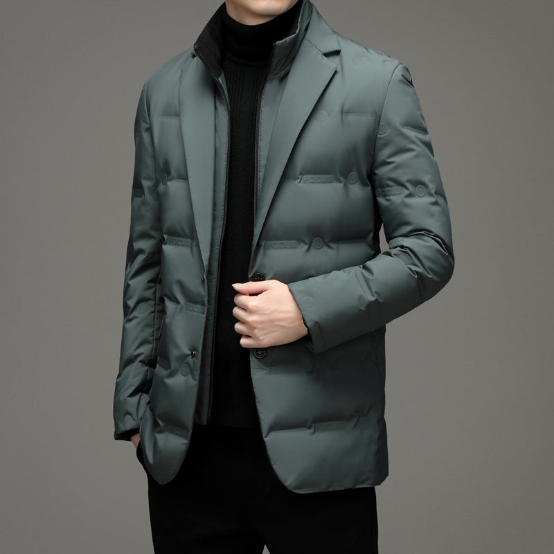 Vanguard Men's Winter Jacket — Waterproof. Down-Filled. Boardroom-Ready..